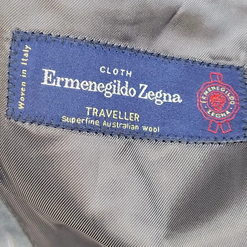 Ermenegildo Zegna Wool Suit‎ Jacket Size 44 RE Gray Pinstriped 